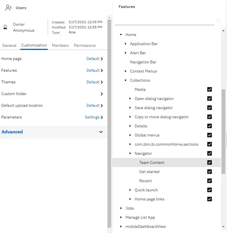 Available UI items manage window