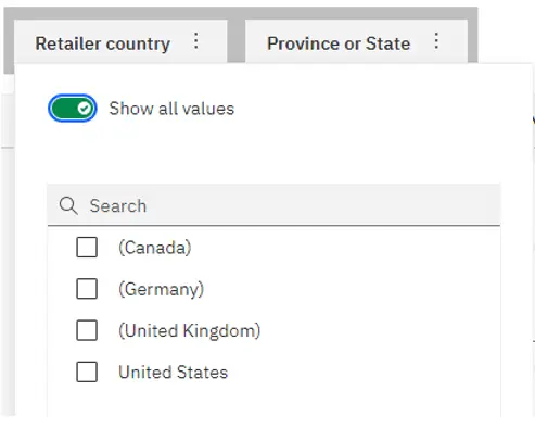 Show all values