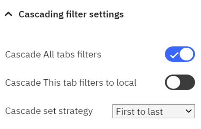 Cascading filter settings