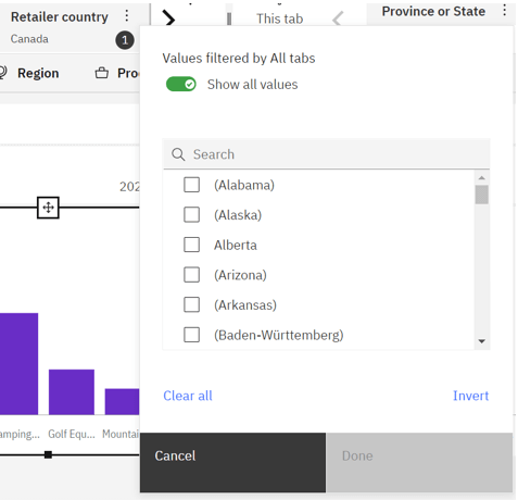 Show all values option