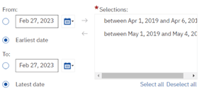 enter a start and end date for the report by turning on the range property in the date prompt