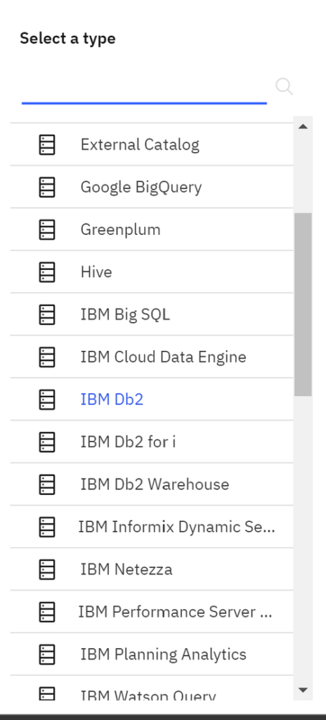 Select Data Server Type