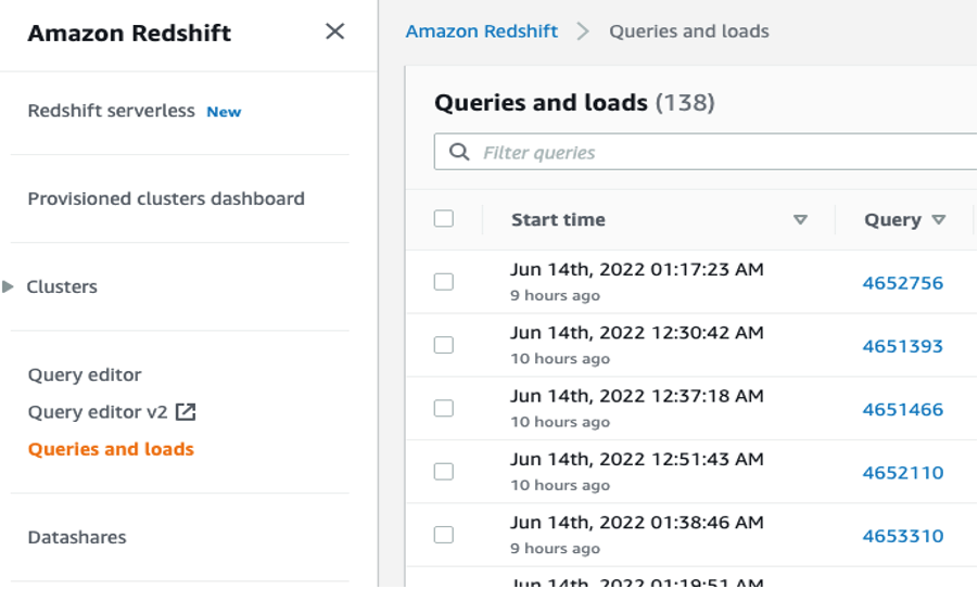 Queries and loads tab