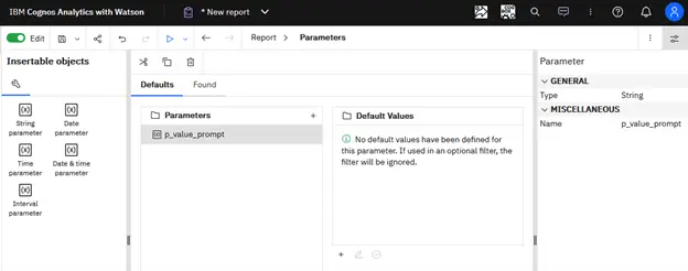 Defaults tab