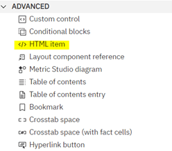 Advanced, HTML item is a way to add tooltips