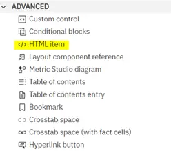 Advanced, HTML item is a way to add tooltips
