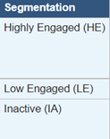 "segment" column houses list of categories