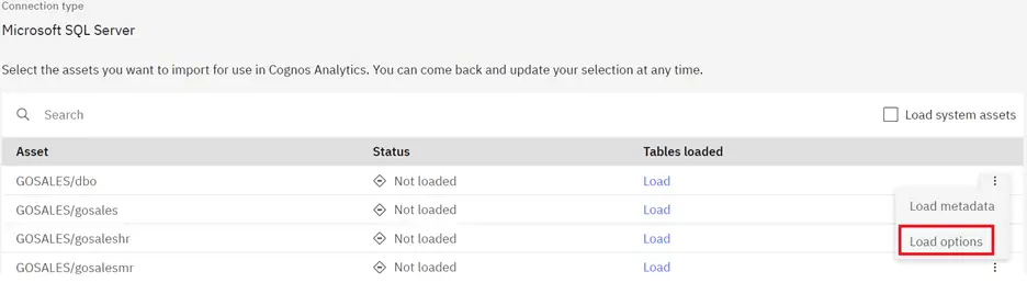 Load options