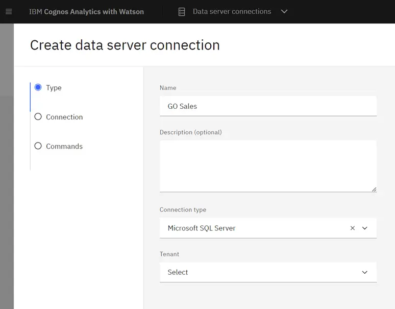 Create data server connection