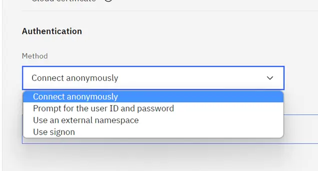 Choose authentication type