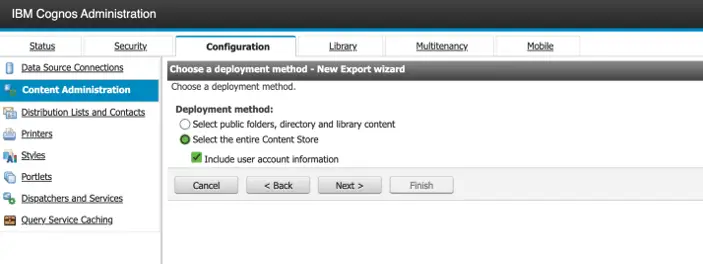 Select the option to export the entire content store