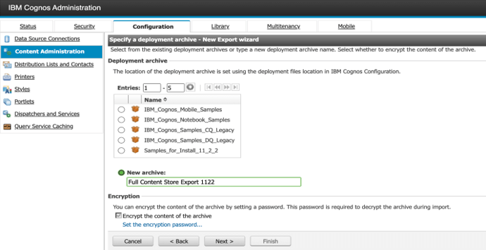 Specify the name of deployment export