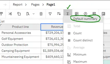 Default summary