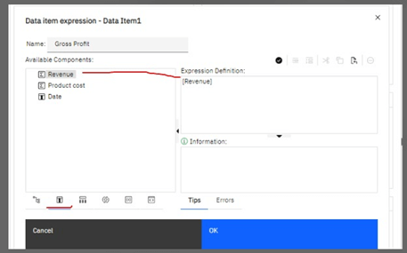 Image 11. Add Revenue to calculation in Expression Definition