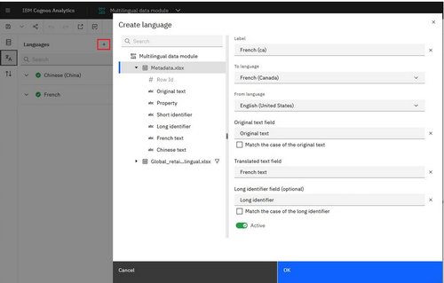 Supporting multiple languages for data modules