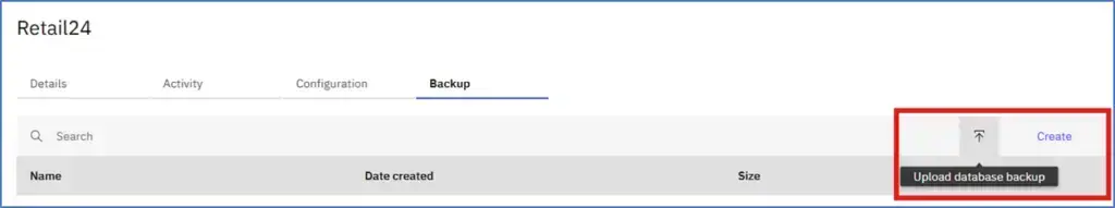 upload database backup