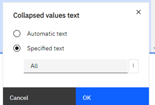 Collapsed values text