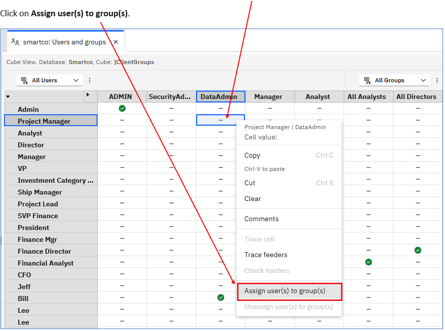 Assign user(s) to group(s)