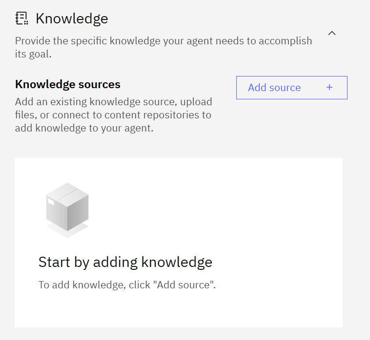 Add knowledge sources for the agent to work with